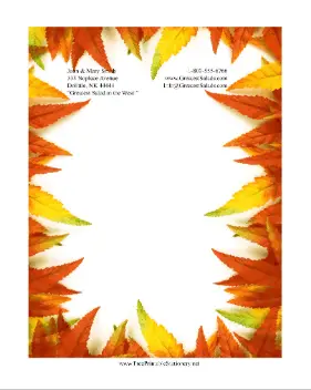 Yellow Orange Leaves stationery design
