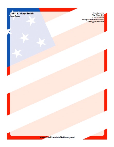 American Flag Background stationery design