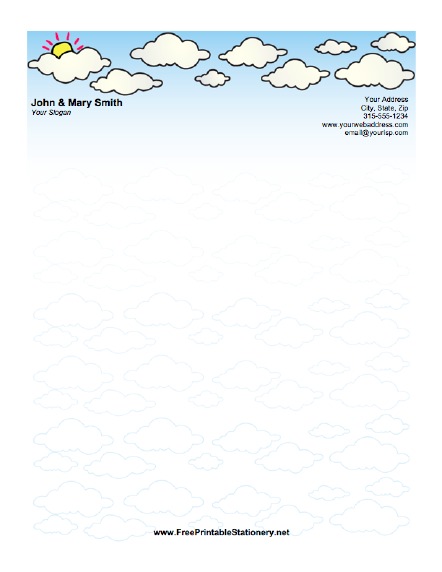 White Clouds stationery design