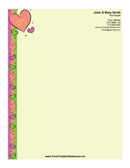 Hearts stationery design