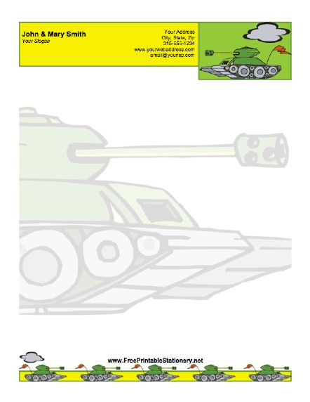 Military Tank stationery design