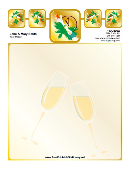 New Years Champagne stationery design