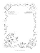 Boy Student School Supplies Black and White