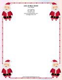 Four Santas Candy Cane Border