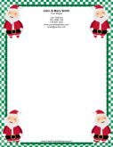 Four Santas Green Border