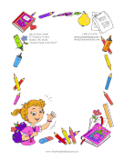 Girl Student School Supplies