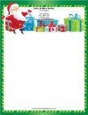 Happy Santa Green Candy Cane Border