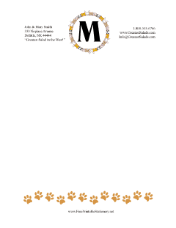 Kid Animal Monogram M stationery design