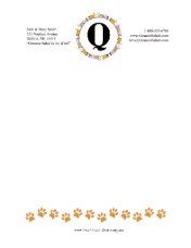 Kid Animal Monogram Q stationery design