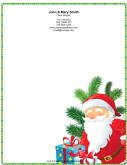 Smiling Santa Green Candy Cane Border